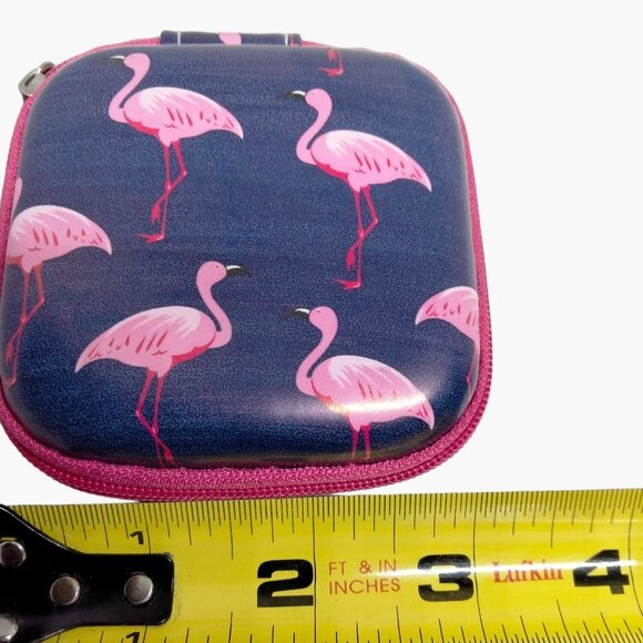 Pink flamingo Tech Case Zipper Mesh Pocket Earbuds Ear Phones - Picture 4 of 4